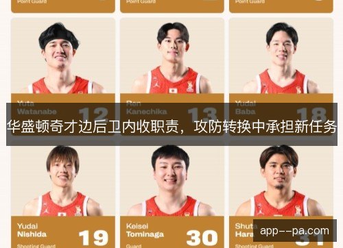 华盛顿奇才边后卫内收职责，攻防转换中承担新任务